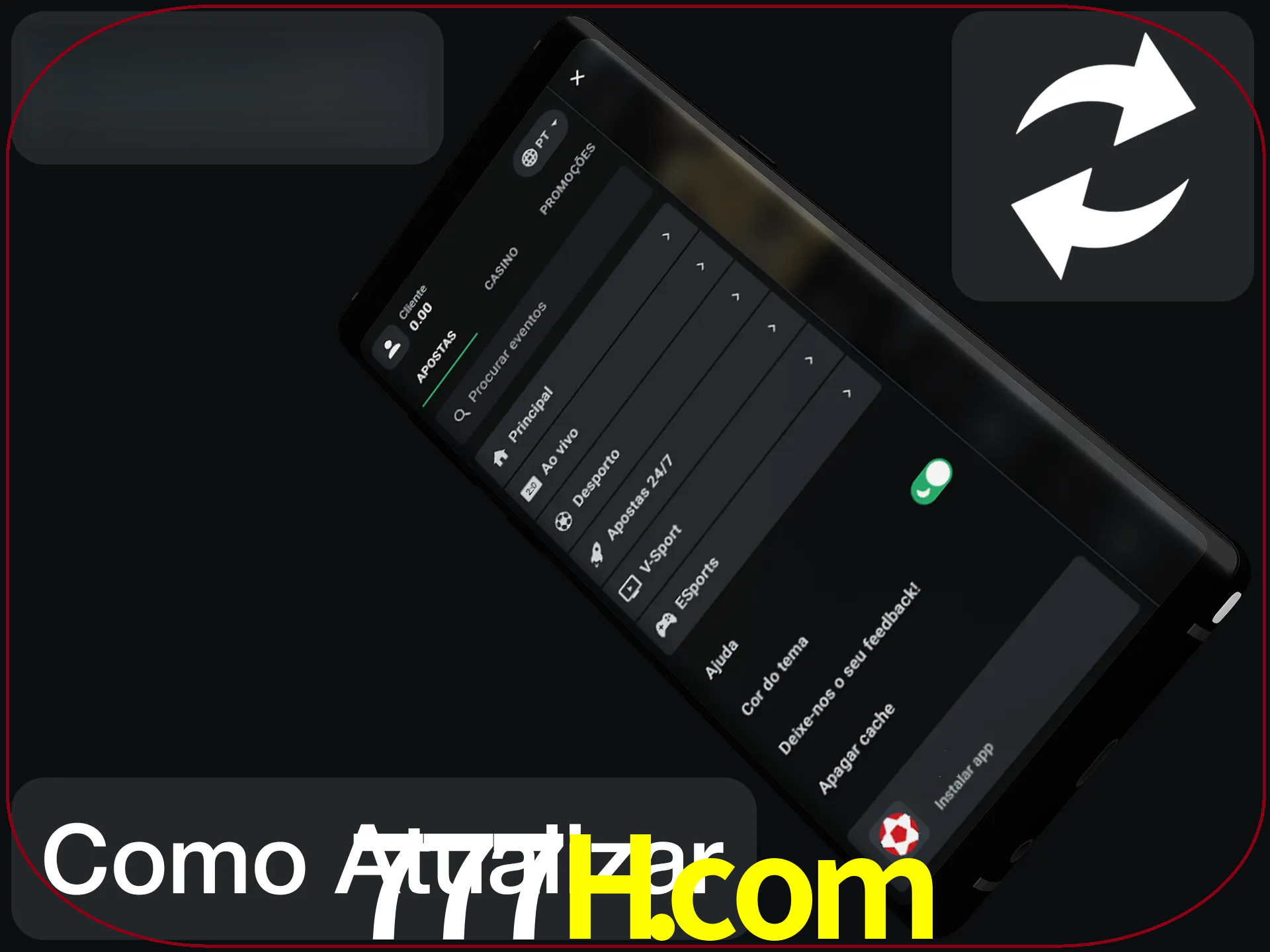 O aplicativo é atualizado automaticamente quando você faz o login.