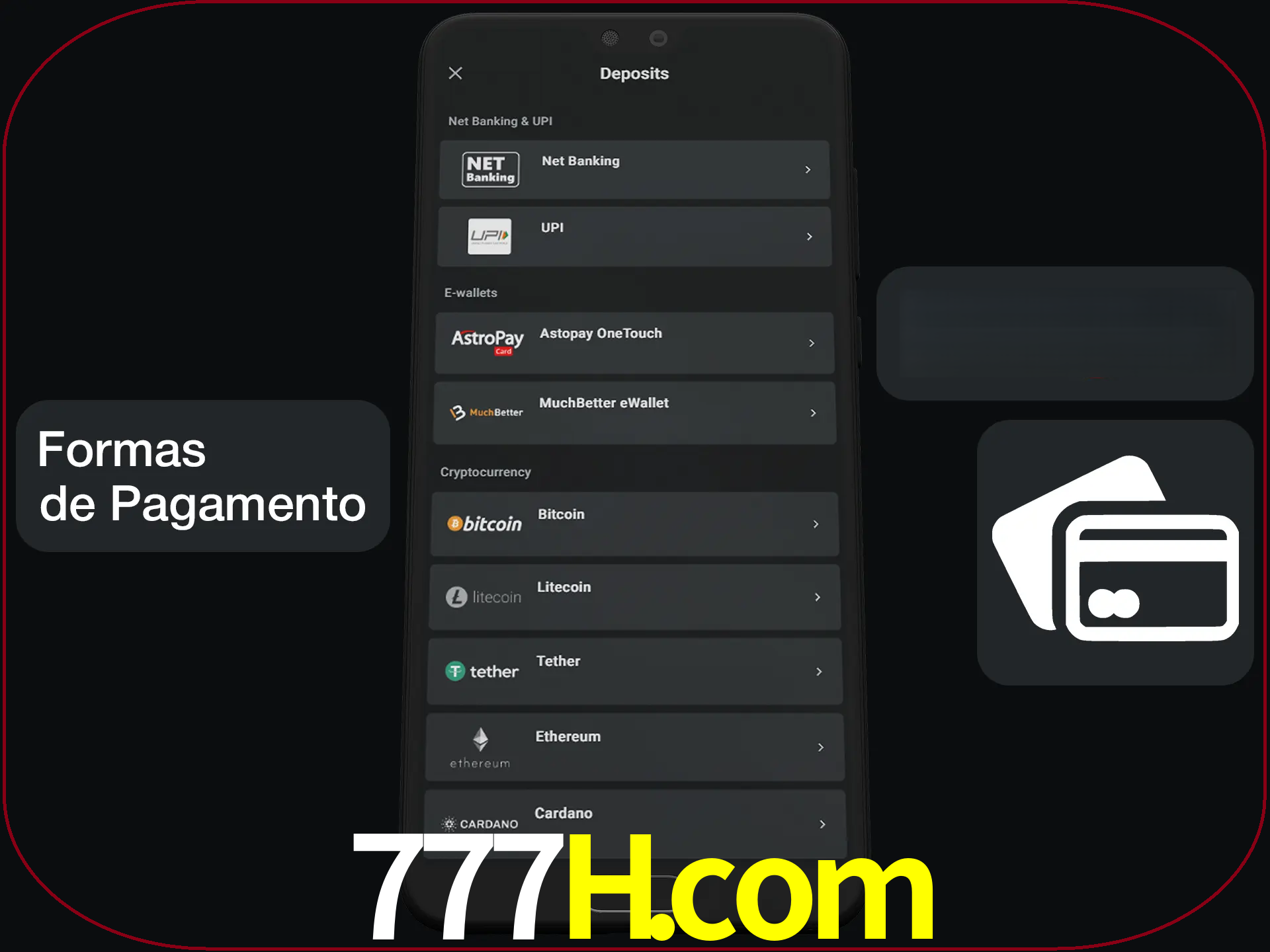 Escolha a forma de pagamento de sua preferência.