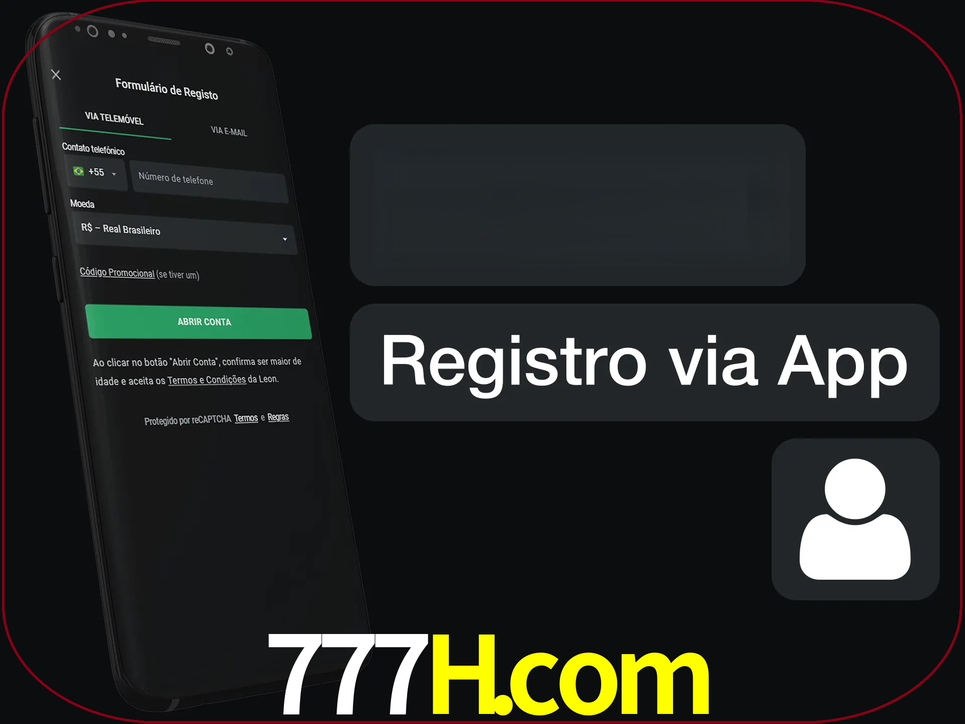 Registre-se com duas etapas usando o aplicativo.