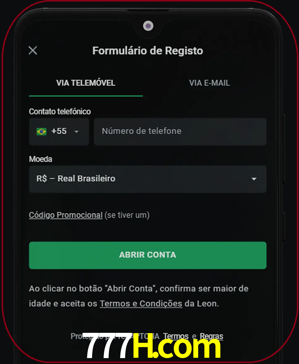 Abra o aplicativo e inicie o processo de registro.